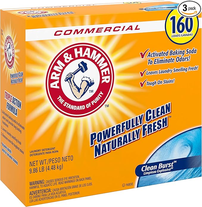 Arm & Hammer Powder Laundry Detergent, Clean Burst Scent, 9.86 lb (Pack of 3)