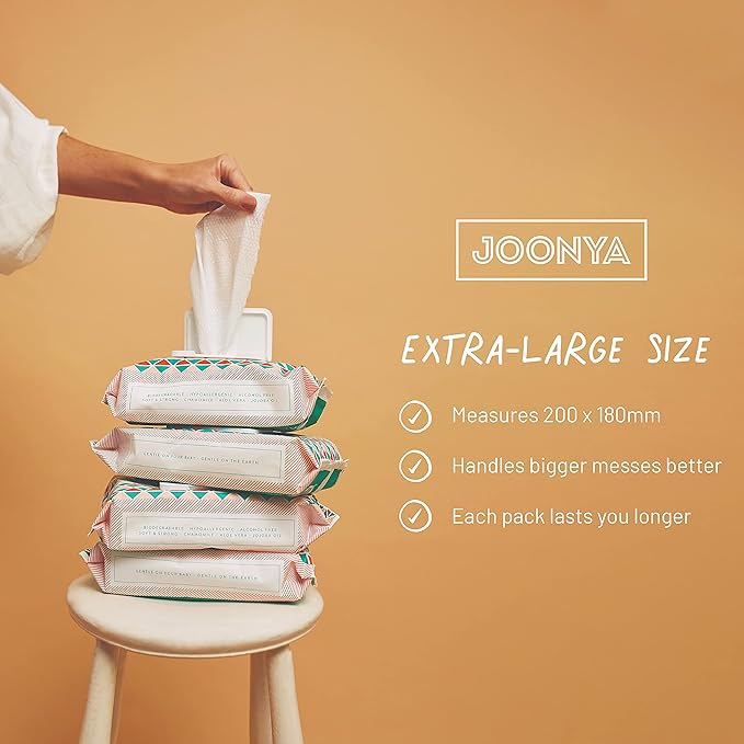 JOONYA Unscented Baby Wipes — Plant-Based, Fragrance-Free Bulk Diaper Wipes | Hypoallergenic, Non-Toxic & Biodegradable Wet Wipes for Sensitive Newborn Skin | 12 Packs of 80 Wipes (960 Total)