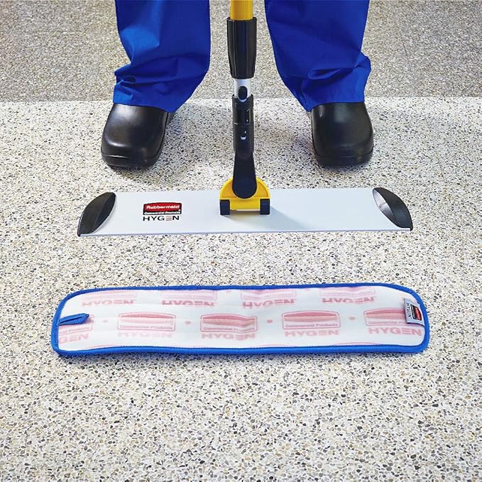 Rubbermaid Commercial Products Mop Head for Microfiber Damp Mop, 18-Inch, Blue, Heavy-Duty Single Sided Cleaning Cloth for Hardwood/Tile/Laminated Floors in Kitchen/Lobby/Office