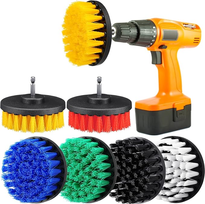 6 Pcs Drill Brush Attachment Power Scrubber Cleaning Kit Multi Purpose Drill Brush Set Drill Scrubber Brush Kit Cleaning Brushes for Drill Bathroom Surfaces Tub Grout Shower Kitchen (Multi Colors)