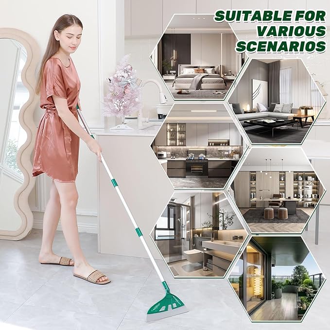 Magic Broom - Multifunction Silicone Sweeper, Household Window Squeegee, Pet Hair Remover for Indoor Cleaning, Bathroom, Dog Broom Brush Set (Green)