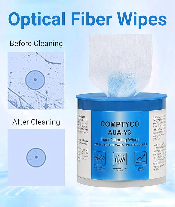 100 Pcs Optical Fiber Wipes,Clean Wipes for Fiber Optics,Dust and lint wipe cloth Optical Fiber End Cleaning Paper for industrial instrument,electrical equipment