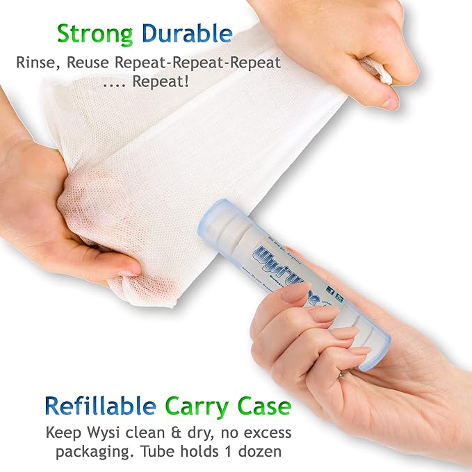 Multi-Purpose Wipes - Just Add Water - 100 Compressed Tablets & 1 To Go Tube - Multipurpose All Natural Reusable Wipes - Biodegradable Towelettes - Hypoallergenic - Compostable - Scent-Free.