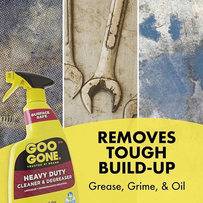 Goo Gone Heavy Duty Cleaner & Degreaser Spray With Microfiber Cleaning Towel – Cuts Through Tough Grease, Oil & Grime - 32 Oz (1 Pack + Towel)