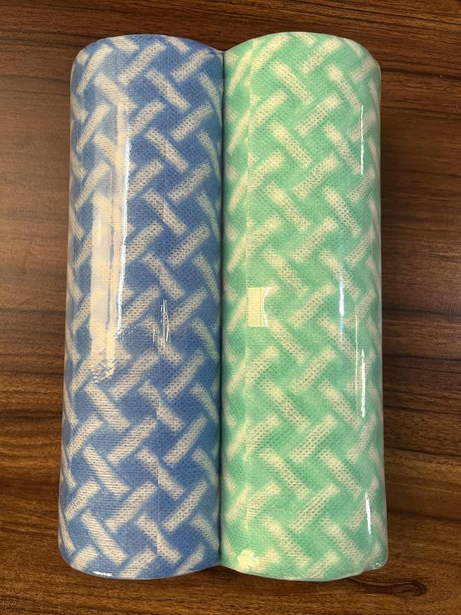 JEBBLAS Disposable Cleaning Towels Dish Cloths Reusable Towels, Quick-dry 50 Count/Roll (Blue & Green)