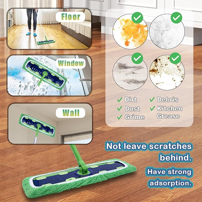 XL Mop Pads Compatible with Swiffer XL Dry Sweeping Cloths, Reusable Wet Pads Refill X-Large Size Fits for Swiffer XL Wet Pads Refills -for Surface Hardwood Floor Cleaning, 2 Pack