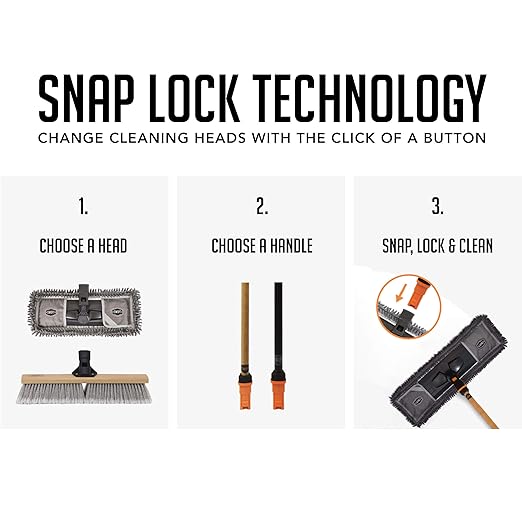 SWOPT Premium Angle Broom Head & 48" Steel Interchangeable Handle Cleaning Bundle