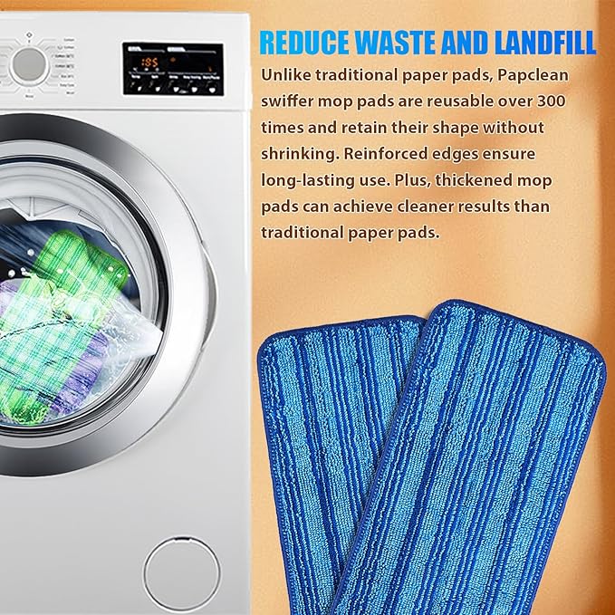 6pcs Mop Pads Refills, Reusable Spray Mop Pads Replacement Washable Microfiber Wet Mopping Pads Dry Sweeping Cloths Refills Wet Jet Pads Compatible with Swiffer (Blue)