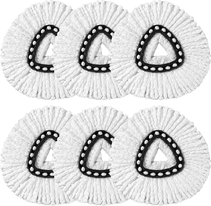 HOMEXCEL Mop Replacement Heads Compatible with O-Cedar EasyWring Spin Mops 6 Pack-Washable Microfiber Spin Head Refills-Easy Cleaning Mop Head Replacement