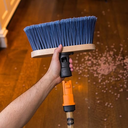 SWOPT Premium Multi-Surface Angle Broom Cleaning Head — Indoor and Outdoor Angled Broom Set — Interchangeable with All SWOPT Cleaning Products for More Efficient Cleaning and Storage