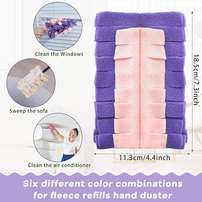 Zubebe 3 Pcs Heavy Duty Duster Refill Reusable Fleece Duster Refills Multi Surface Washable Cleaning Pads for Home, Blinds, Fans, Corners, Furniture (Classic Color)
