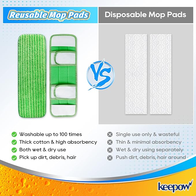 6 Pack Wet Pads Refill for Swiffer, XL Dry Sweeping Cloths, Reusable Mop Pads for Swiffer
