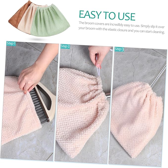 3pcs Multifunctional Lazy Broom Cloth Cover Broom Covers Broom Replacement Cloth Water Absorption Broom Cover Foot Shoes Mop Pads Broomstick Mop Cover One Body Coral Fleece