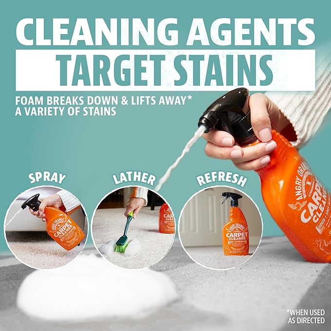 ANGRY ORANGE Foaming Carpet & Upholstery Cleaner for Dog Urine and Stains - Citrus - 24 oz - Value 2 Pack