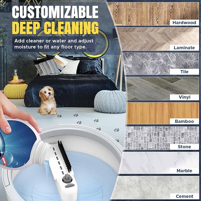 Innowellclean Spin Mop and Bucket Set with Self-Cleaning, Dry, Wet 3-In-1 Water Filtration System | Microfiber Mop for Floor Cleaning - Home & Kitchen Hardwood, Laminate, Tile (5 Pads & Triangle Head)
