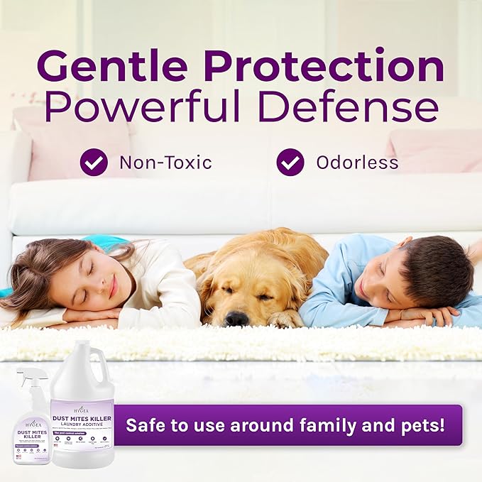 Dust Mite Laundry Additive - Eliminates Dust, Carpet, Rodent, Bird & Scabies Mites - Pet & Child-Friendly, Eco-Friendly for Bedding, Clothing, Linens - 128oz