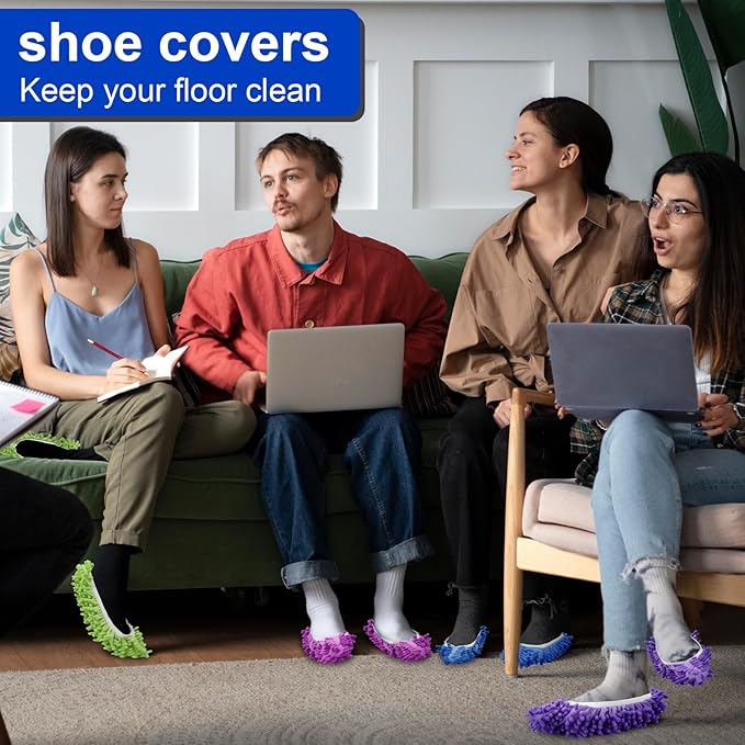 Cosywell Large Size 5 Pairs 10 PCS Shoes Cover for Mop Slippers Dusting Mop Shoes for Floor Cleaning House Washable(L)