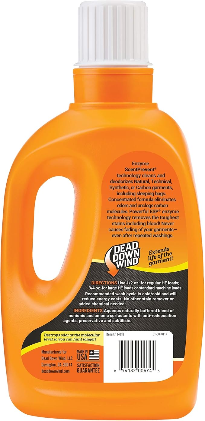 DEAD DOWN WIND Unscented Laundry Detergent (40 Oz) - Scent Eliminating Liquid Detergent for Clothing and Gear - Durable Hunting Scent Eliminators - Advanced Hunting Gear