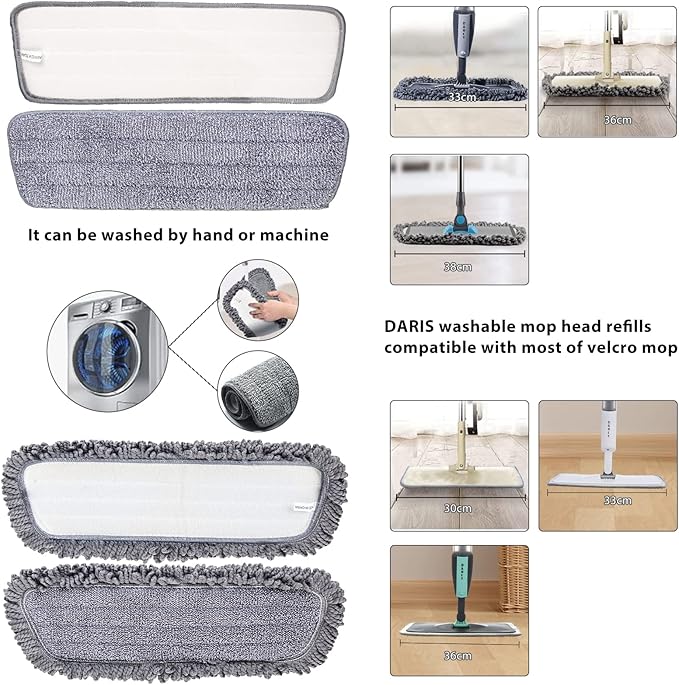 6 Pack/Set Microfiber Spray Mop Pad Compatible with Swiffer PowerMop and Bona Mop, 16*5.5“ Spray Mop Pads Refills, Reusable Machine Washable Wet Dry Use for Any Floor Types Cleaning Mop Refills