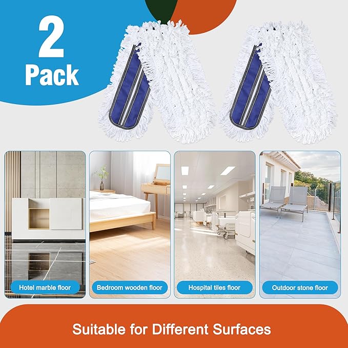 Microfiber Mop Pads 2 Pieces Just Fit CLEANHOME 36" Industrial Dust Mop: B08R3F1ZZM,Blue