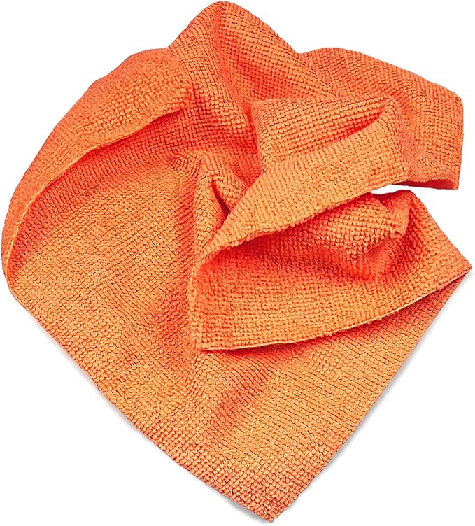 Eurow Reusable Microfiber Cleaning and Drying Wipes with Dispenser Box, 200GSM, 12 by 12 Inches, Pack of 50 - Orange