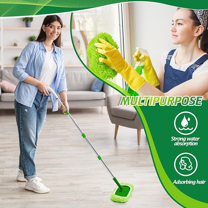 Toulite 10 Pcs Reusable Mop Refill Pads Replacement Compatible with Most XL Sweeper 17" x 5" Microfiber Mops Head Floor Cleaning Supplies (Handle is Not Included)