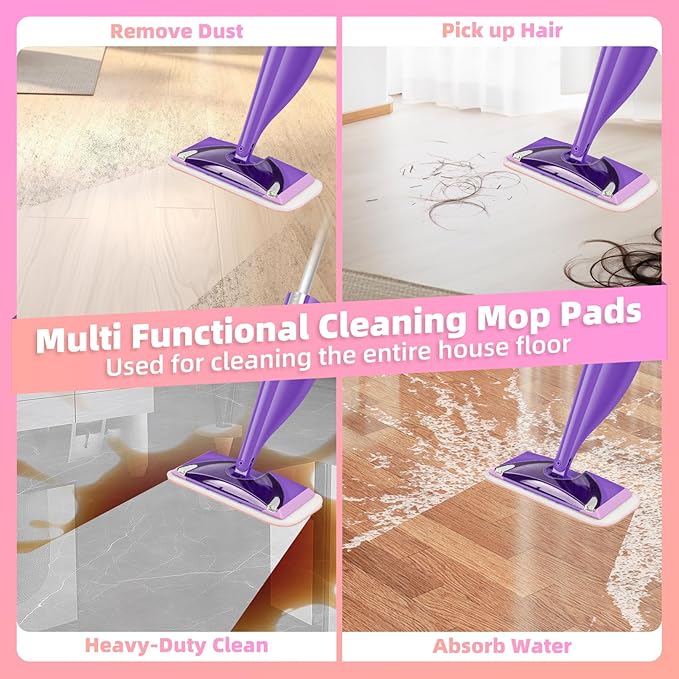 Wet Jet Pads Reusable Mop Pads Compatible with Swiffer, Microfiber Wet Jet Refill, Machine Washable Wet Pads Refill for Swiffer Wet Jet Mops, Multi-Surface Cleaning, 6 Pack