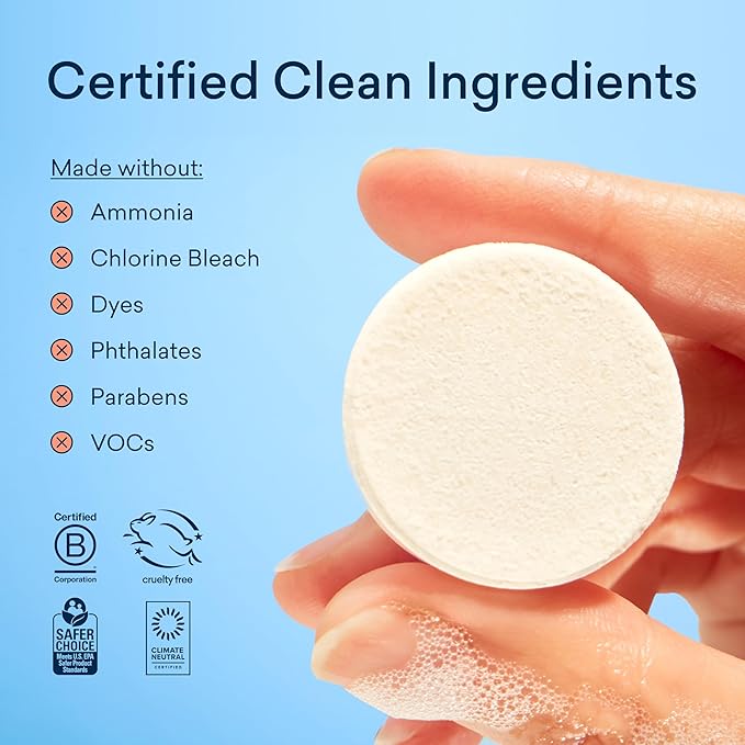 BLUELAND Toilet Bowl Cleaner Tablets, 28 Count, Lemon Cedar, Plastic-Free, No Harsh Chemicals, Plant-Based