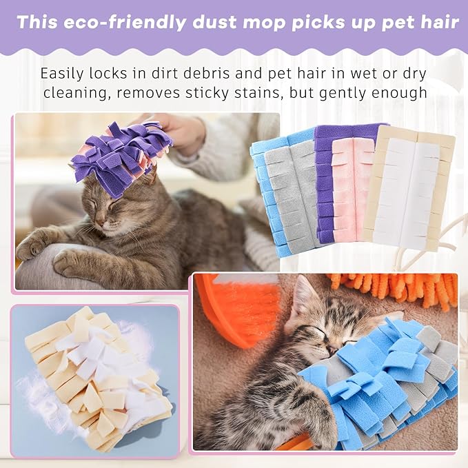 Zubebe 3 Pcs Heavy Duty Duster Refill Reusable Fleece Duster Refills Multi Surface Washable Cleaning Pads for Home, Blinds, Fans, Corners, Furniture (Classic Color)