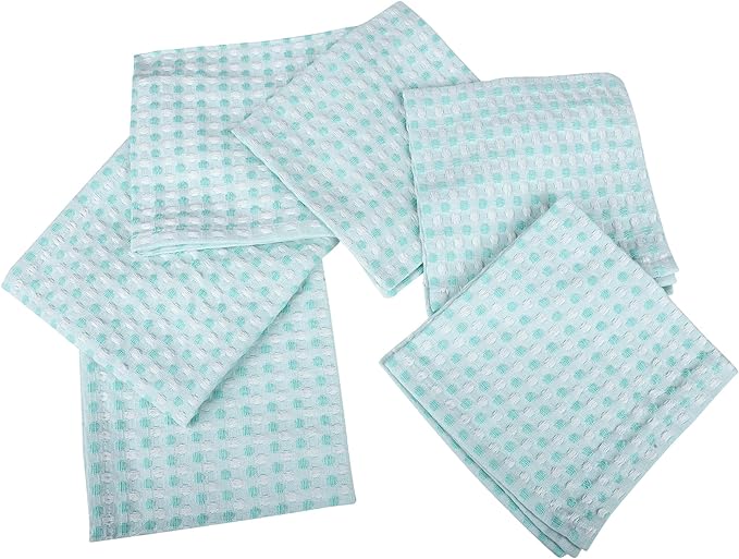 100% Cotton Dish Cloths (Pack of 6) - Dish Rags for Washing Dishes - Reusable & Highly Absorbent Kitchen Towels - Multipurpose Kitchen Rags - (12" x 12" - Lemon Green Honeycomb)