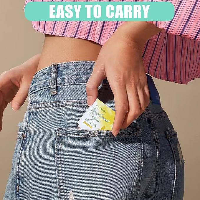 200 Pcs Deodorant Wipes Individually Wrapped Mini Deodorant Travel Size Wet Armpit Wipes Travel Deodorants Bulk for Women Men Homeless Personal Cleansing Wipe Butt Hands Face Underarm Sports(Lemon)