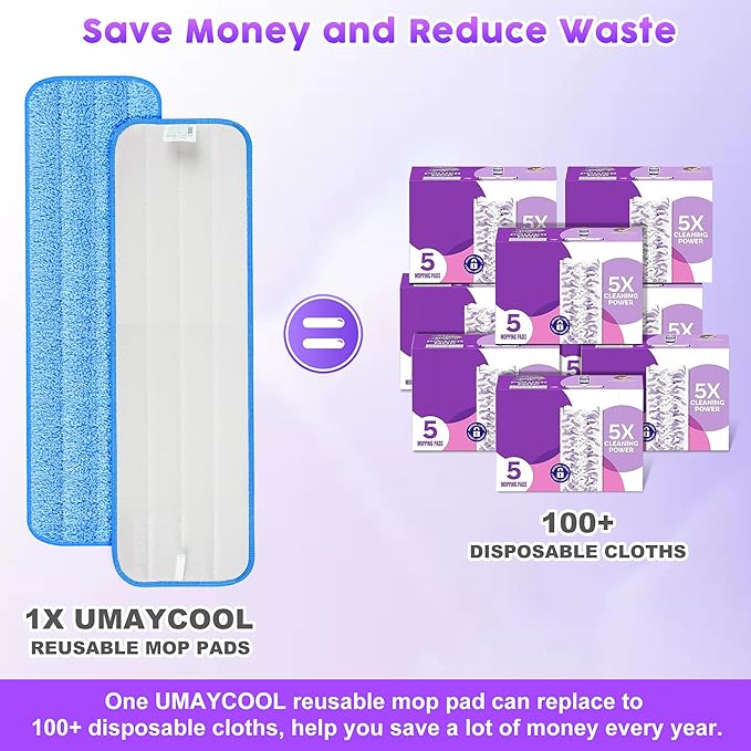 6 Pack Reusable Mop Pads Compatible with Swiffer PowerMop, Microfiber Mop Pads Refills Machine Washable, Durable, and Highly Absorbent Suitable for All Floor Types