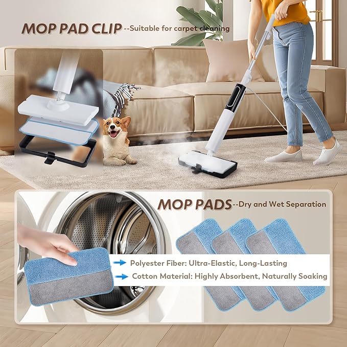 Steam Mop for Floor Cleaning*1, Extra 3 Mop Pads