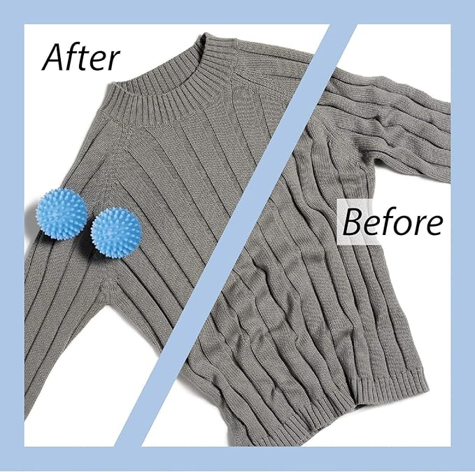 Laundry drying balls (reusable) - environmentally friendly fabric softener alternatives for softening and anti wrinkle laundry with fluff