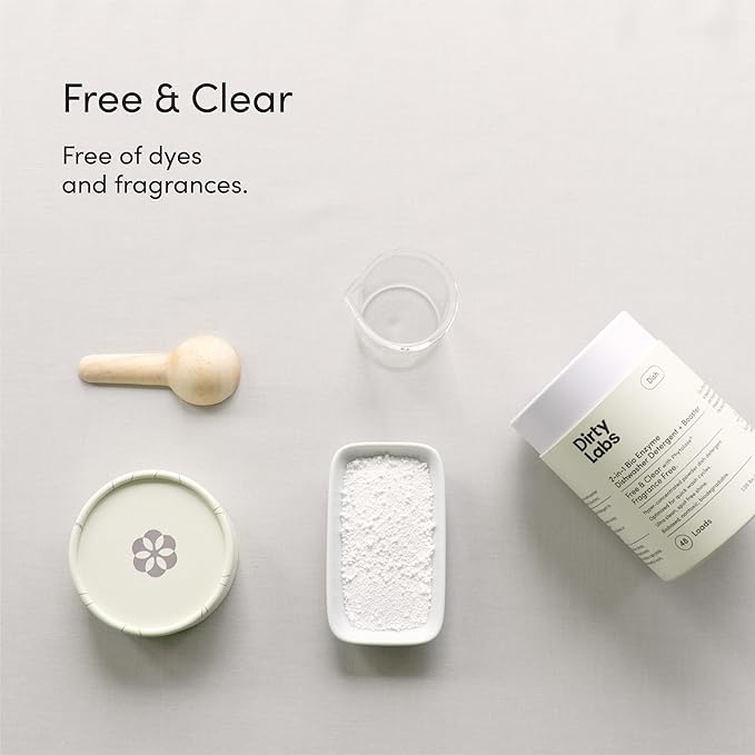 Dirty Labs | Dishwasher Detergent and Booster | Scent Free | 48 Loads (1 lb) | Ultra Clean, Spot Free, Quick Wash Optimized | Hyper Concentrated