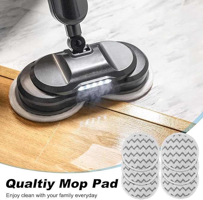 3897A Steam Mop Pads for Bissell SpinWave SmartSteam Scrubbing Steam Mop - Replacement Rotating Mop Head Fit 3897A 3712 3712W, Model No 1641112 (6Pack)