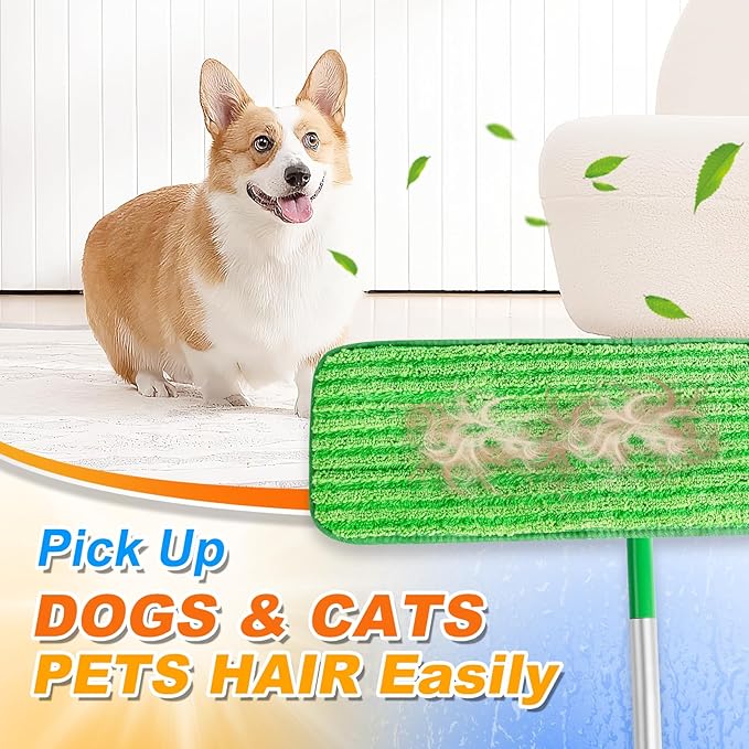 XL Wet Pads Refills for Swiffer XL Dry Sweeping Cloths Reusable XL Wet Mopping Pad Cleaning Cloths Microfiber Mop Pads for Hardwood Floor Cleaning (Green 3 Pack)