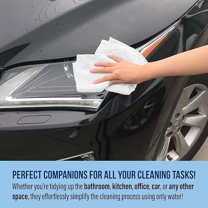 GREEN LIFESTYLE Chamois Cloth, Microfiber Cleaning Cloth 600 Pack, Borderless Towels Cleaning, Car Microfiber Towel, Drying Car Wash Towels (11.5" x 11.5", White)
