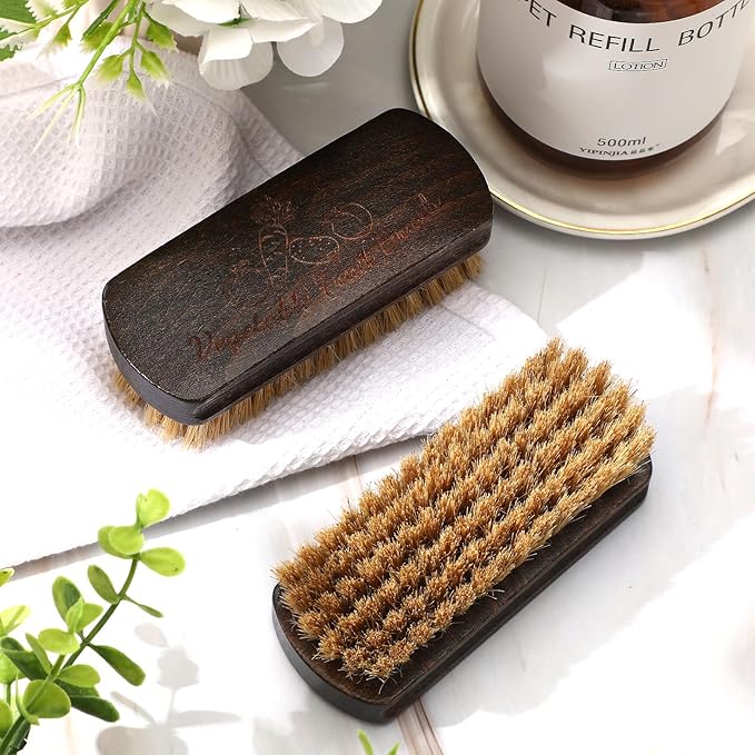 Vegetable Brush Set - 2 Pack, Potato Scrubber, Carrot, Corn & Mushroom Brush with Wood Handle