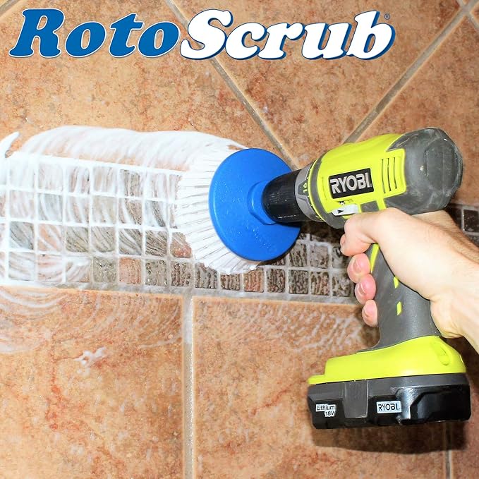 Multi-Purpose Drill Brush Attachment, Showers, Tubs, Carpet, Tile, Grout, Medium Bristle for Ultimate Cleaning Power