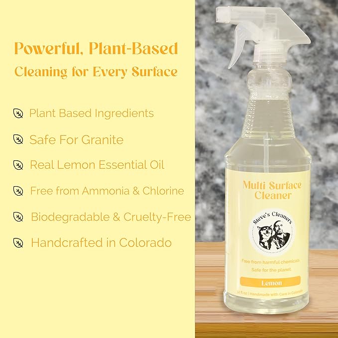 Steve's Cleaners Plant-Based Multi-Surface Cleaner – Streak & Residue-Free All-Purpose Cleaning Spray – Non-Toxic, Ammonia-Free, Safe for Kitchen, Bathroom, Counters & More – 32 oz (Pack of 3)
