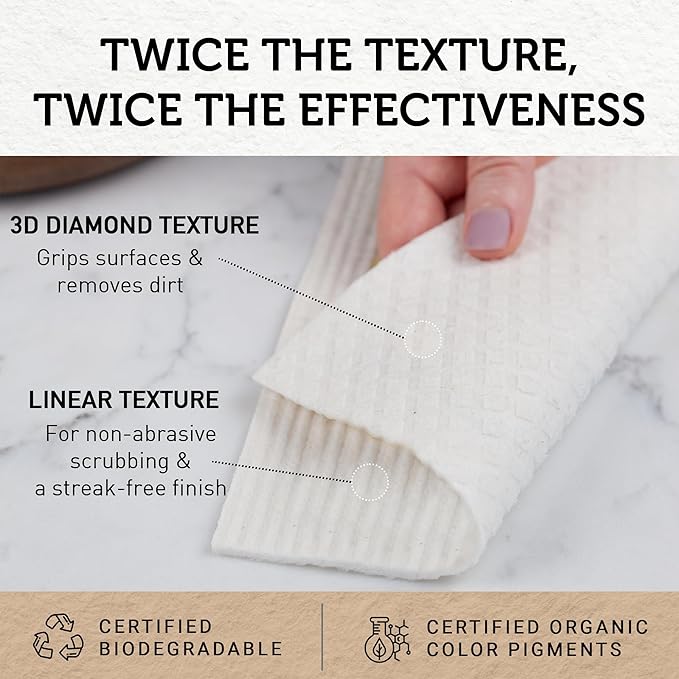 Nordhus Design Swedish Dishcloths, Multi Colors, 10-Pack, Reusable, Washable Cellulose Cotton Kitchen Cloths - Replace Paper Towels, Wipes, Sponges, Dish Rags