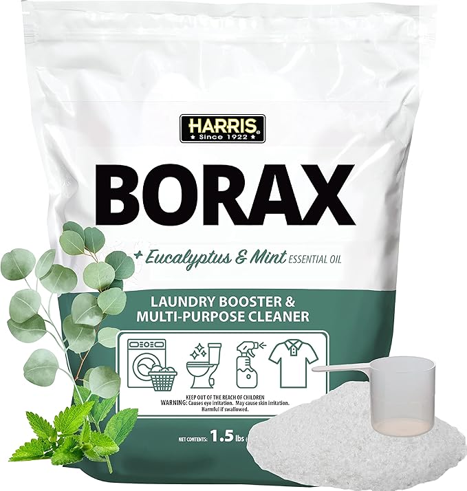 Harris Borax Powder Laundry Booster and Multipurpose Cleaner, 1.5lb (Eucalyptus Mint)