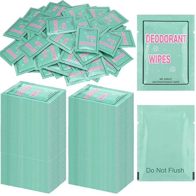 Loopeer 200 Pack Travel Antiperspirant Bulk Deodorant Wipes Individually Wrapped Body Wipes to Clean Skin Underarm Sweating Fresh Scented Towelettes Mini Purse Refresh Essentials for Men Women