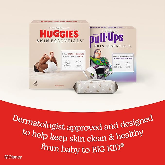 Huggies Skin Essentials Baby Wipes, Hypoallergenic, 99% Water, 6 Flip Top Packs (336 Wipes Total)
