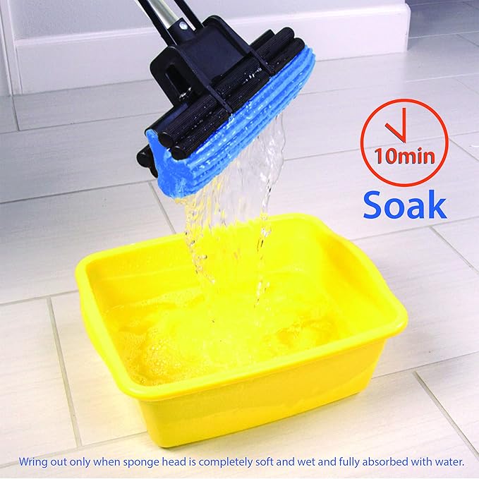 Kitchen + Home PVA Sponge Roller Mop - 11" Quadruple Roller All Purpose Floor Cleaner