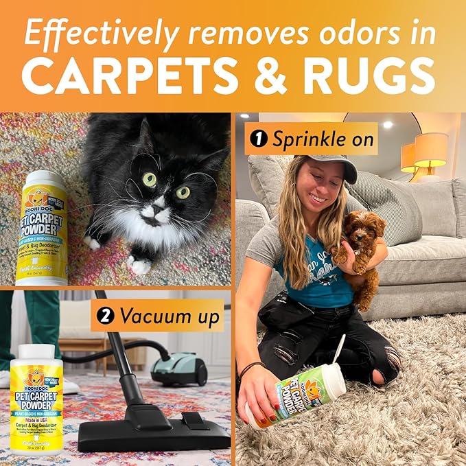 Bodhi Dog Natural Carpet Deodorizer Powder - Dry Pet Smell Eliminator & Urine Odor Remover - Loosens Fur & Dirt - Plant-Based and Biodegradable Room Freshener for Home - Fresh Laundry (Pack of 1)