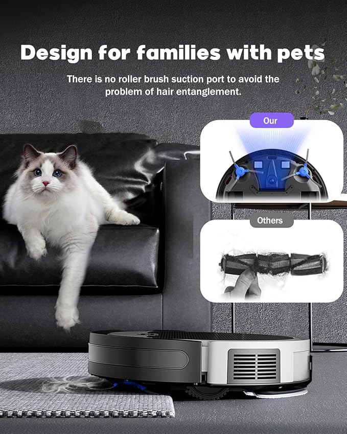 V3 2 in 1 Robot Vacuum and Mop Combo,5000Pa Suction, Works with 2.4G WiFi/Alexa/App/Remote Control, Schedule Cleaning, Automatic Self-Charging, Ideal for Pet Hair, Hard Floor and Carpet