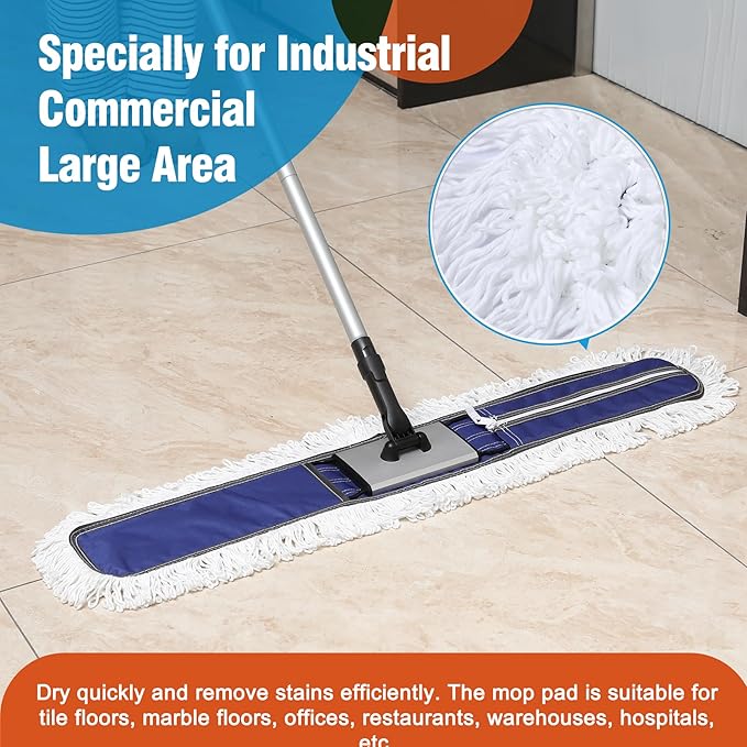 Microfiber Mop Pads 2 Pieces Just Fit CLEANHOME 36" Industrial Dust Mop: B08R3F1ZZM,Blue