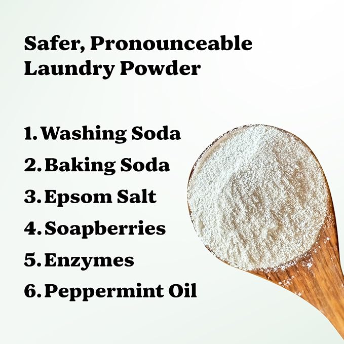 Pronounce Laundry Detergent Powder Alternative | Non-Toxic, Eco-Friendly, Natural for Sensitive Skin, Eczema, and Babies. Stain + Smell Fighting. HE Safe (Peppermint, 120 Loads)